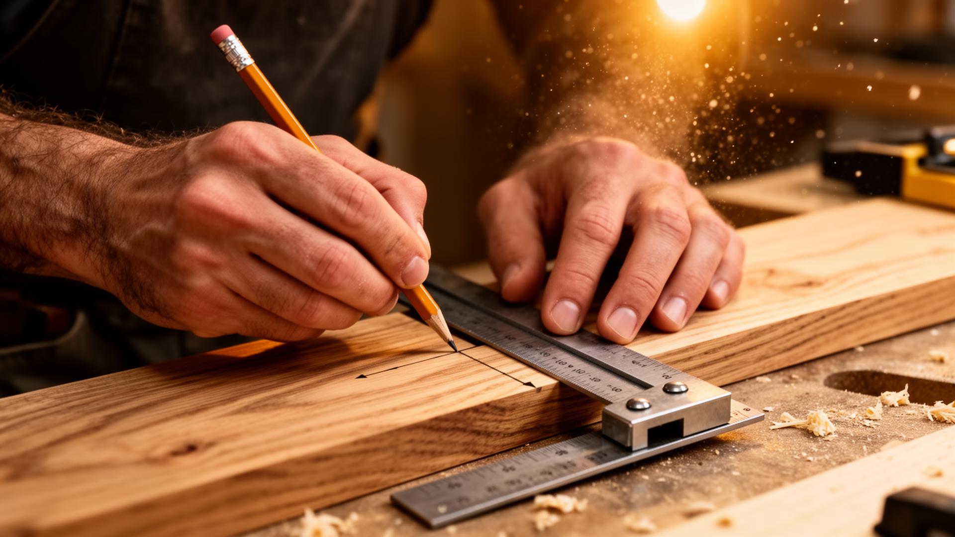 Dwell carpenter measuring premium oak